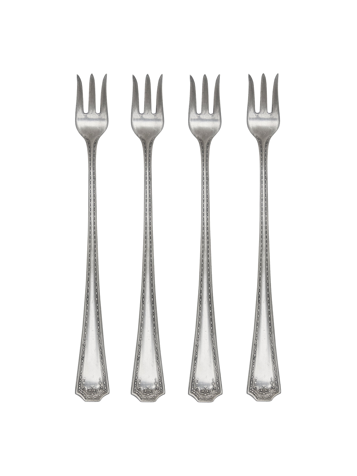 Vintage 19th Century Silver Plate Oyster Forks Set of Four Weston Table