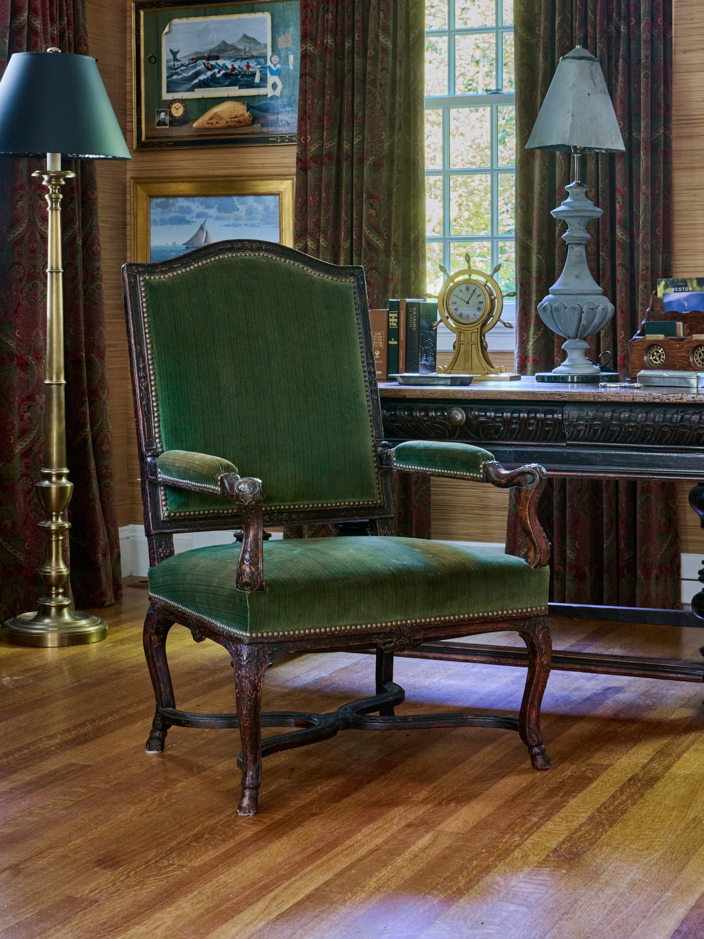 Vintage 19th Century Hand Carved Walnut Chair Weston Table