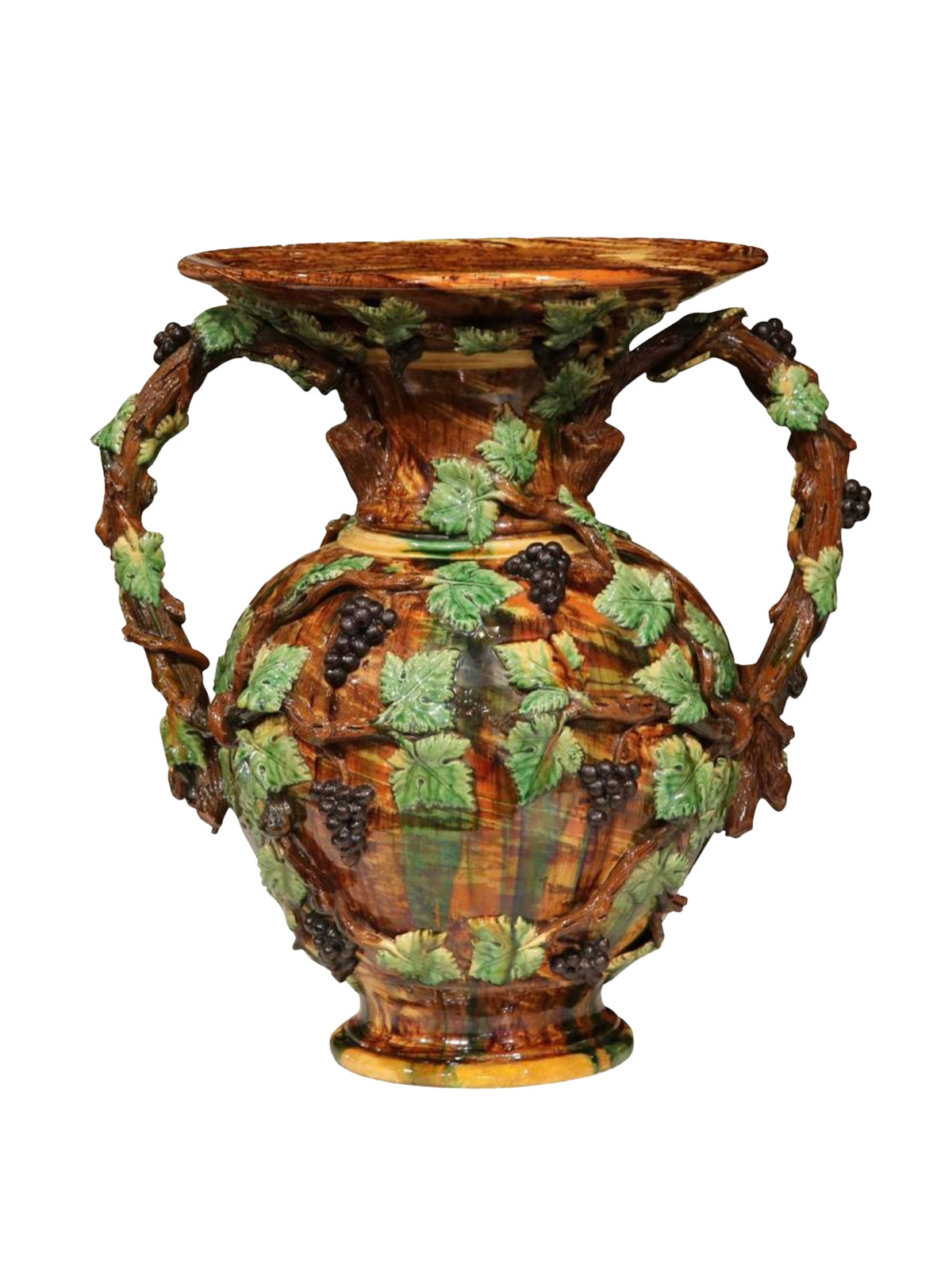 Vintage 19th Century Vintner's Barbotine Vase Weston Table