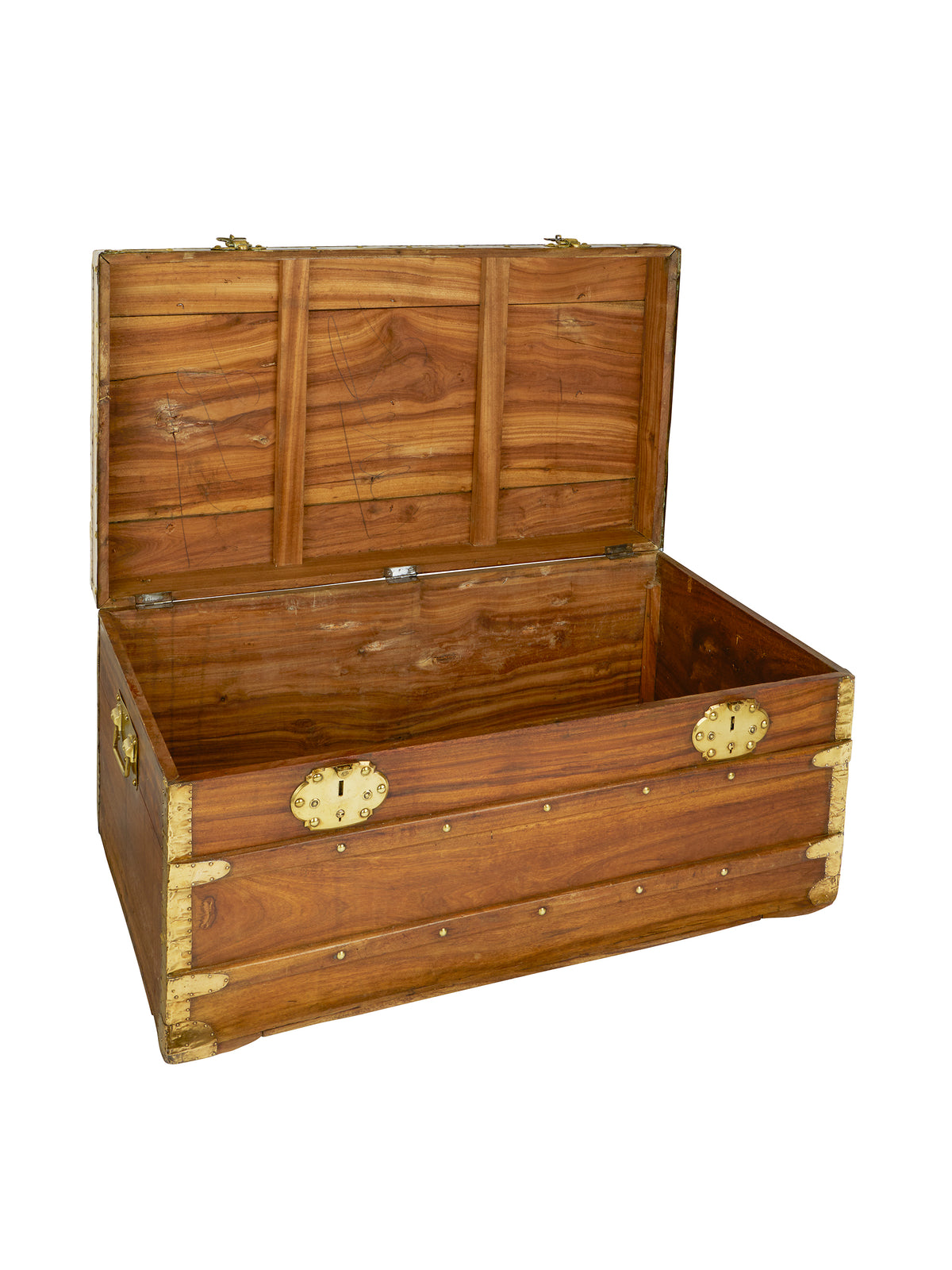 Vintage 19th Century Wood Camphor French Trunk Weston Table