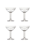 Vintage 19th Century Baccarat Etched Cocktail Coupes Weston Table