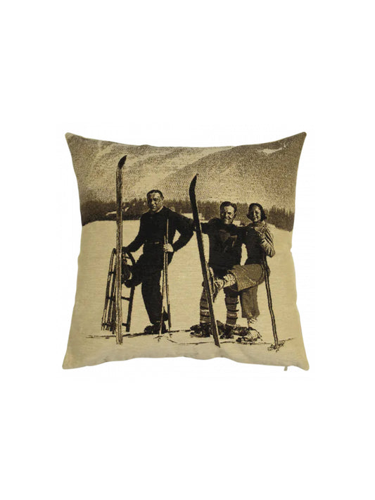 Vintage Alpine Skiers Pillow Weston Table