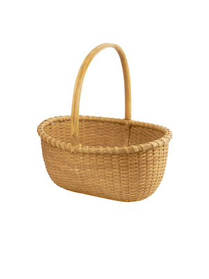  Vintage American Oval Wood Bottom Hand Woven Basket Weston Table 
