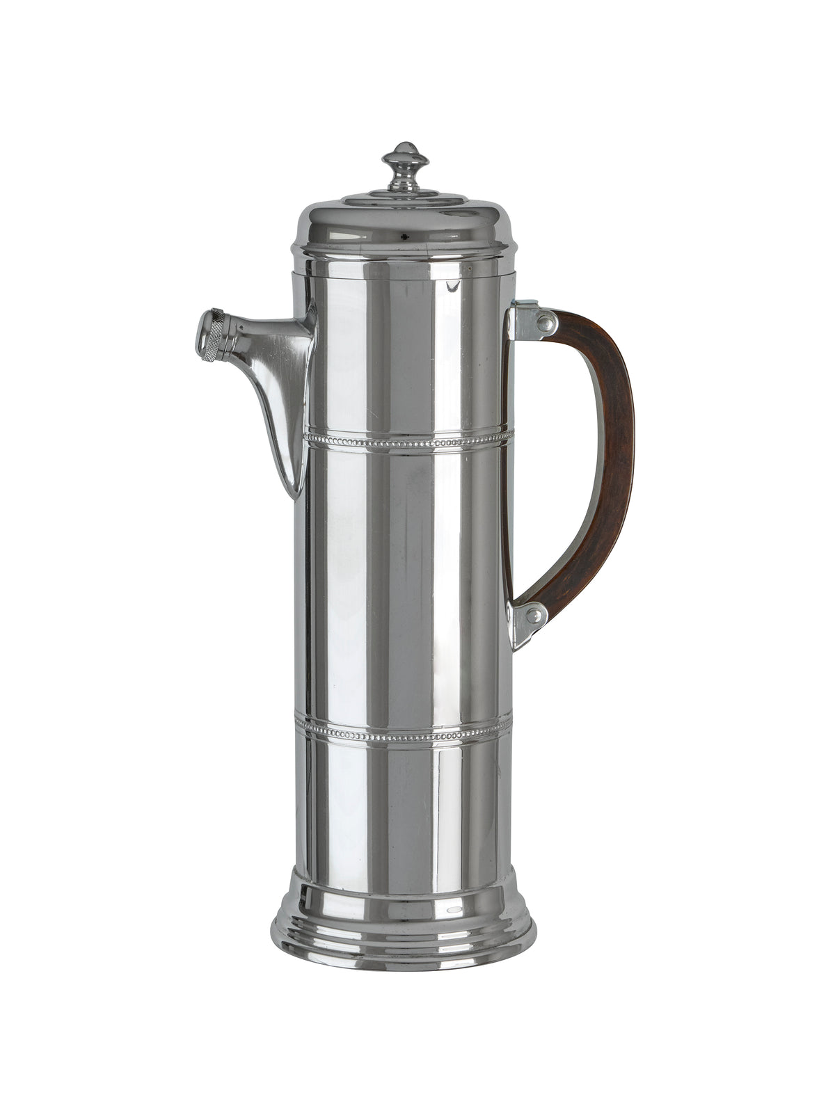 Vintage Art Deco Chrome Cocktail Shaker with Chocolate Bakelite Handle Four Weston Table