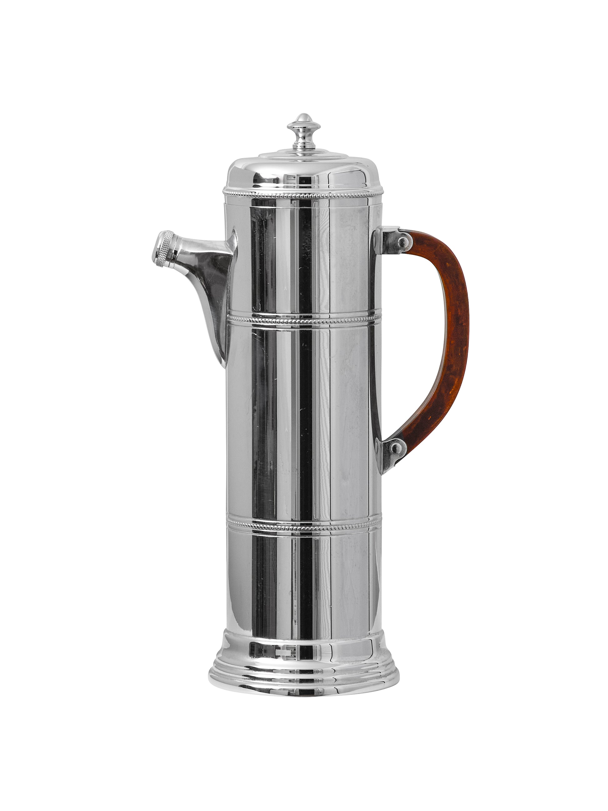 Vintage Art Deco Chrome Cocktail Shaker with Chocolate Bakelite Handle Weston Table