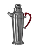 Vintage Art Deco Chrome Cocktail Shaker with Red Bakelite Handle Weston Table