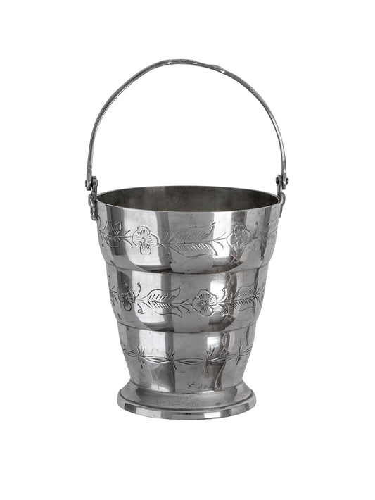 Vintage Art Deco English Flower Etched Ice Bucket