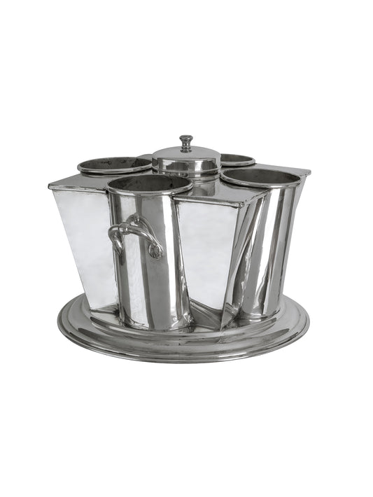 Vintage Art Deco English Silver Plate Four Bottle Wine Holder & Cooler Weston Table