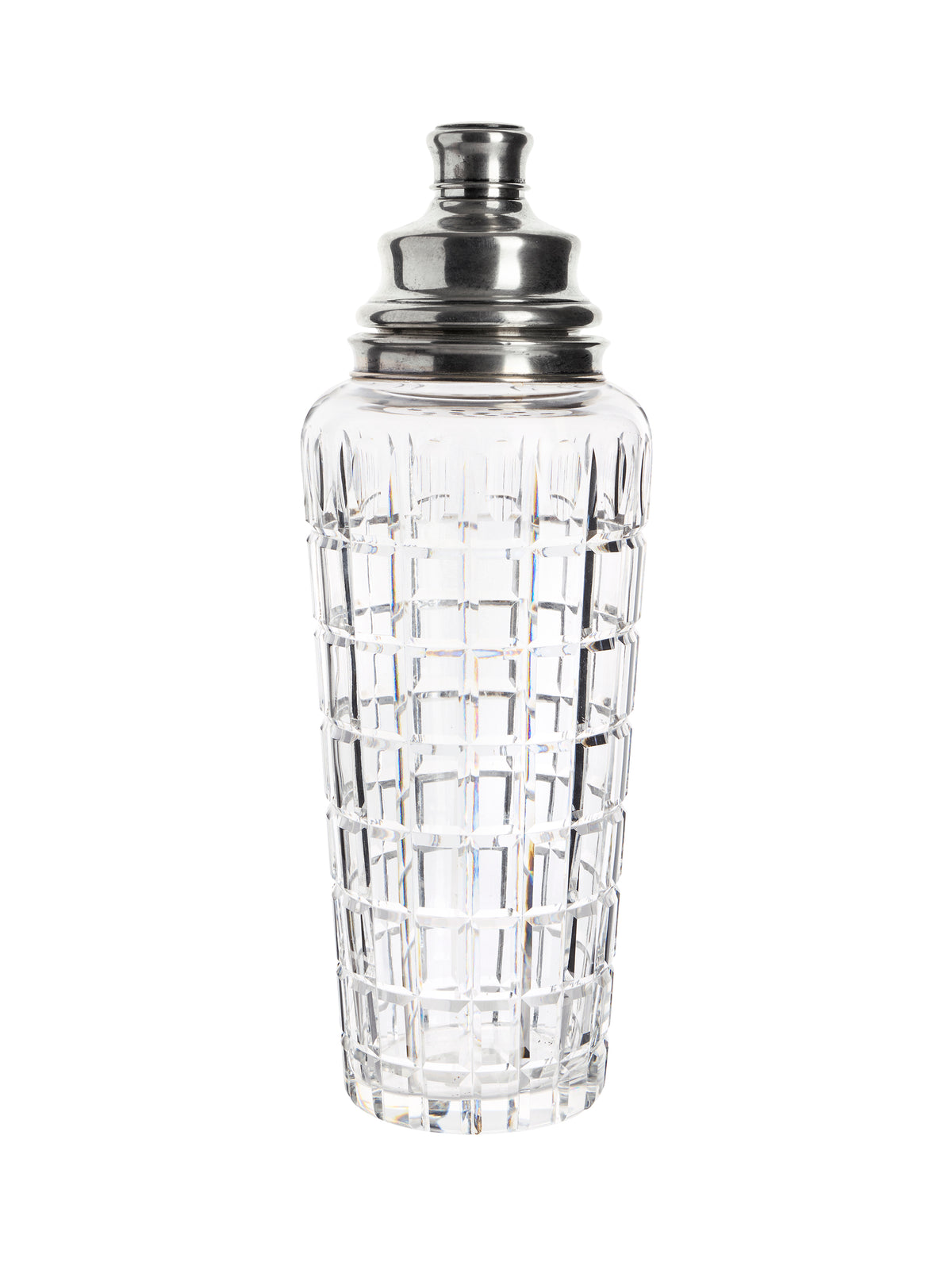 Vintage Art Deco Hawks Vernay Sterling Top Cut Crystal Cocktail Shaker Set Weston Table