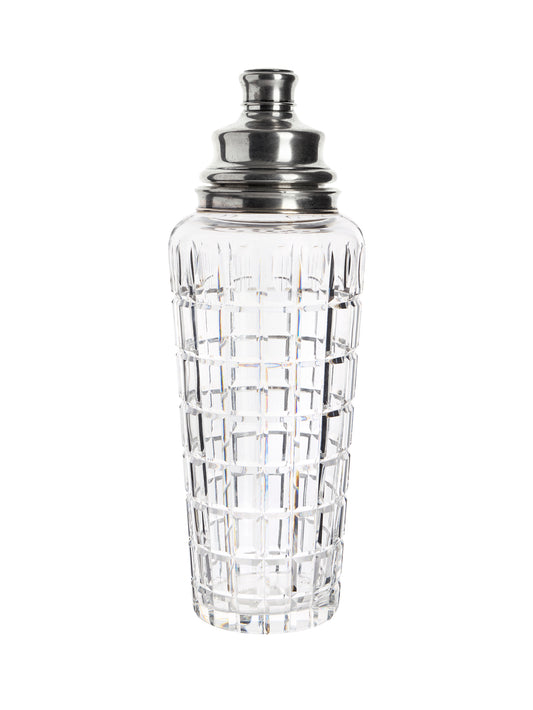 Vintage Art Deco Hawks Vernay Sterling Top Cut Crystal Cocktail Shaker Set Weston Table