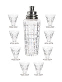 Vintage Art Deco Hawks Vernay Sterling Top Cut Crystal Cocktail Shaker Set Weston Table
