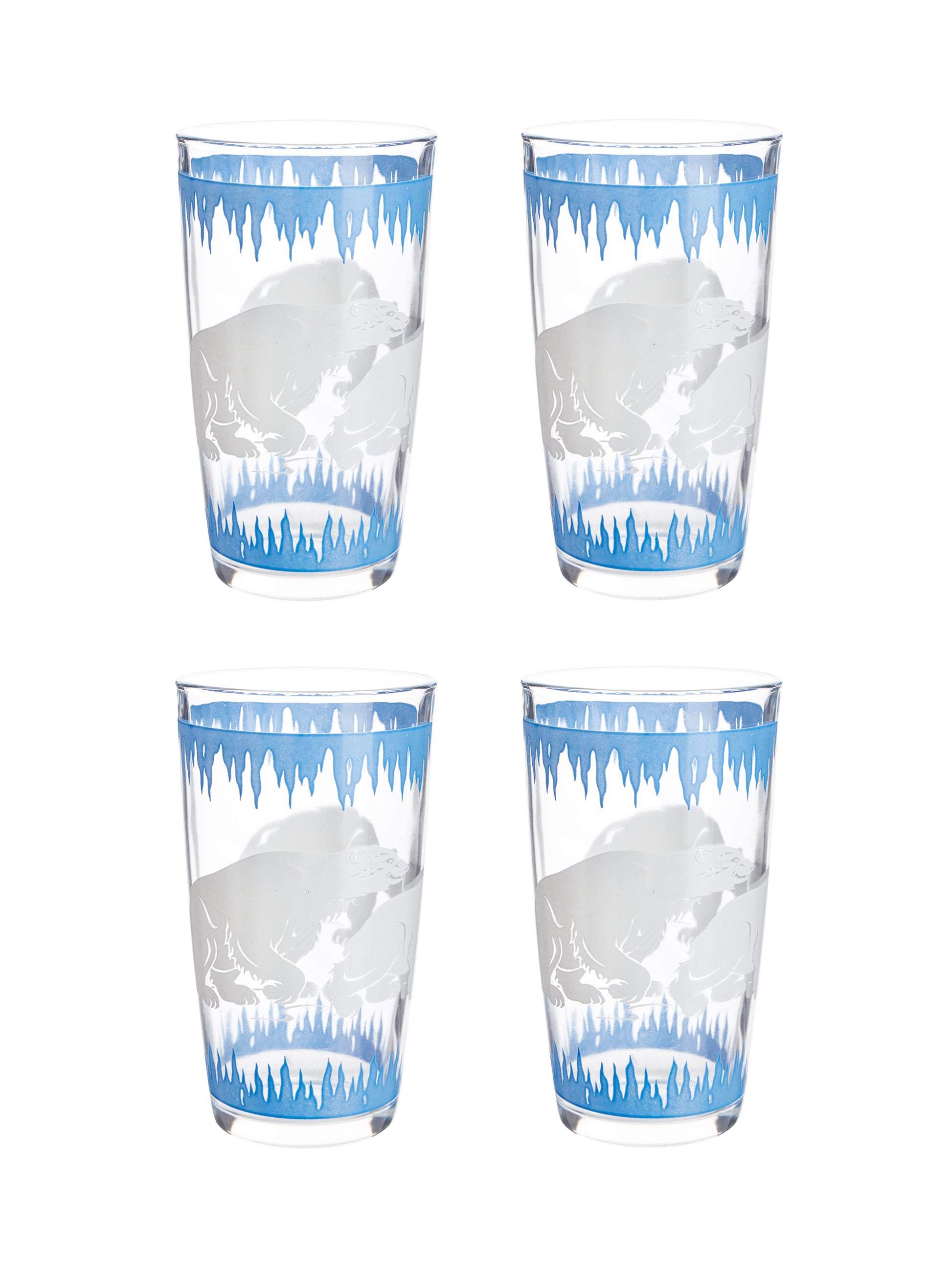 Vintage Art Deco Hazel Atlas Polar Bear Barware High Ball Set of Four Weston Table