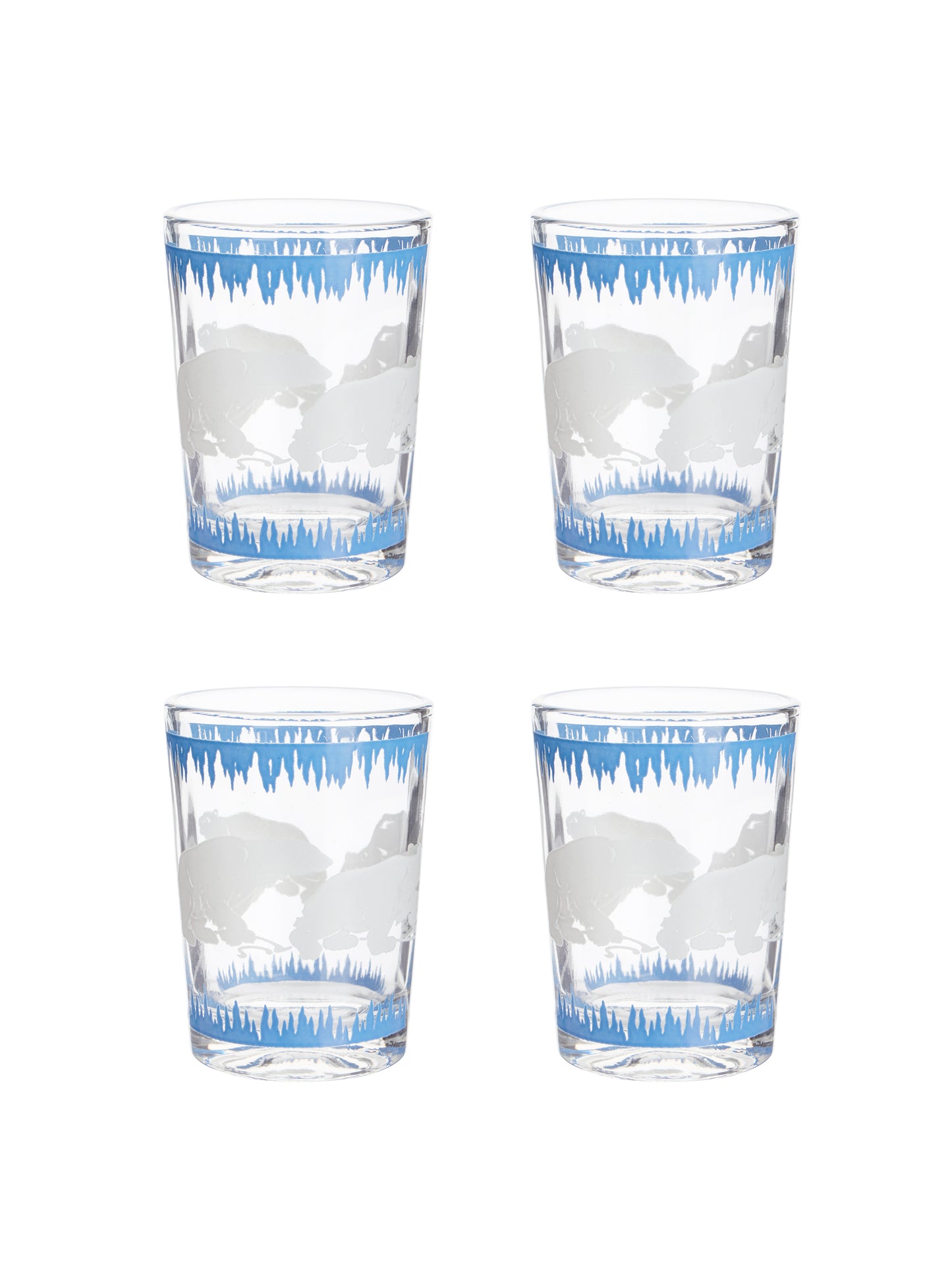 Vintage Art Deco Hazel Atlas Polar Bear Barware Low Ball Set of Four Weston Table