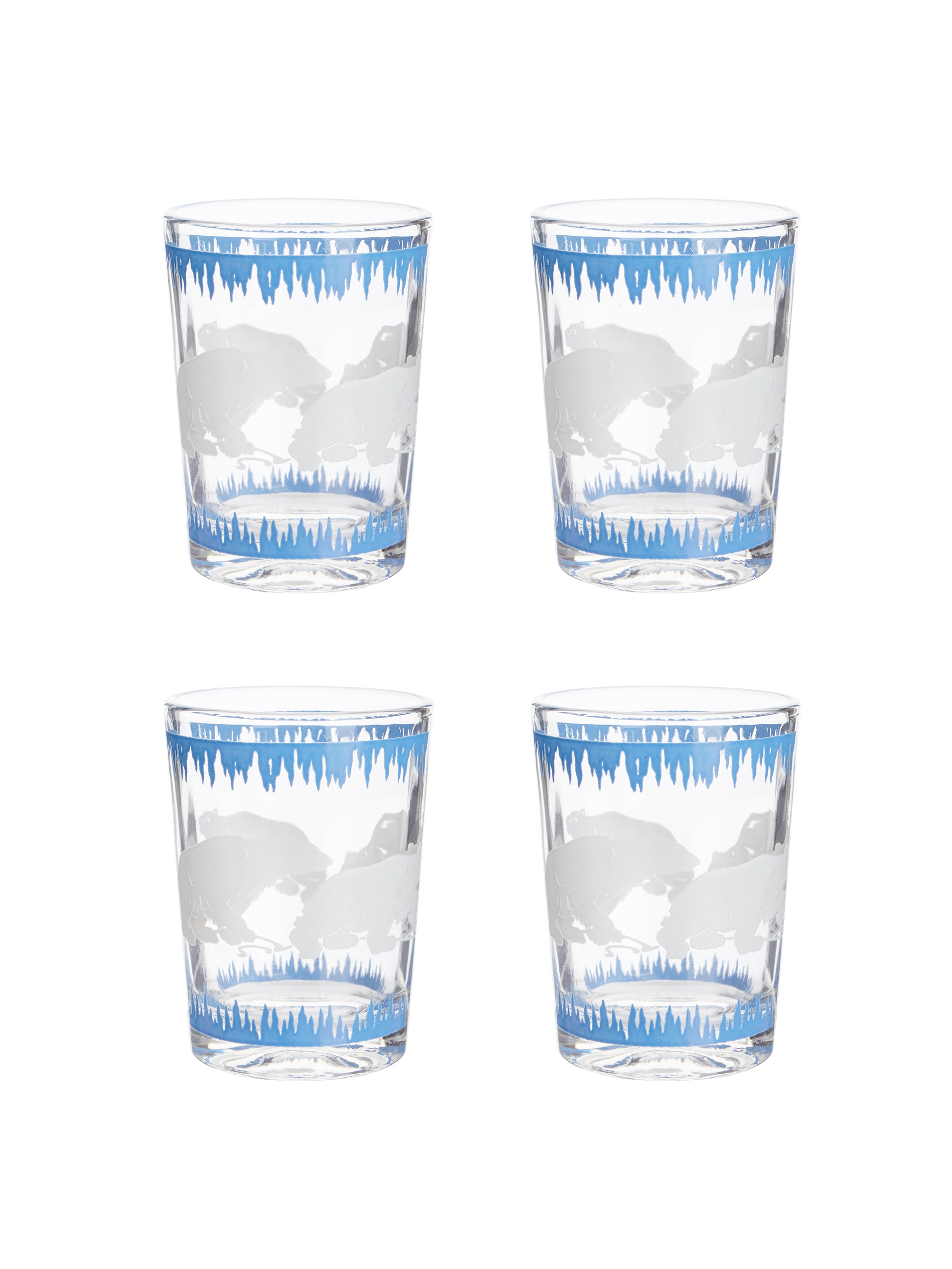 Vintage Art Deco Hazel Atlas Polar Bear Barware Low Ball Set of Four Weston Table