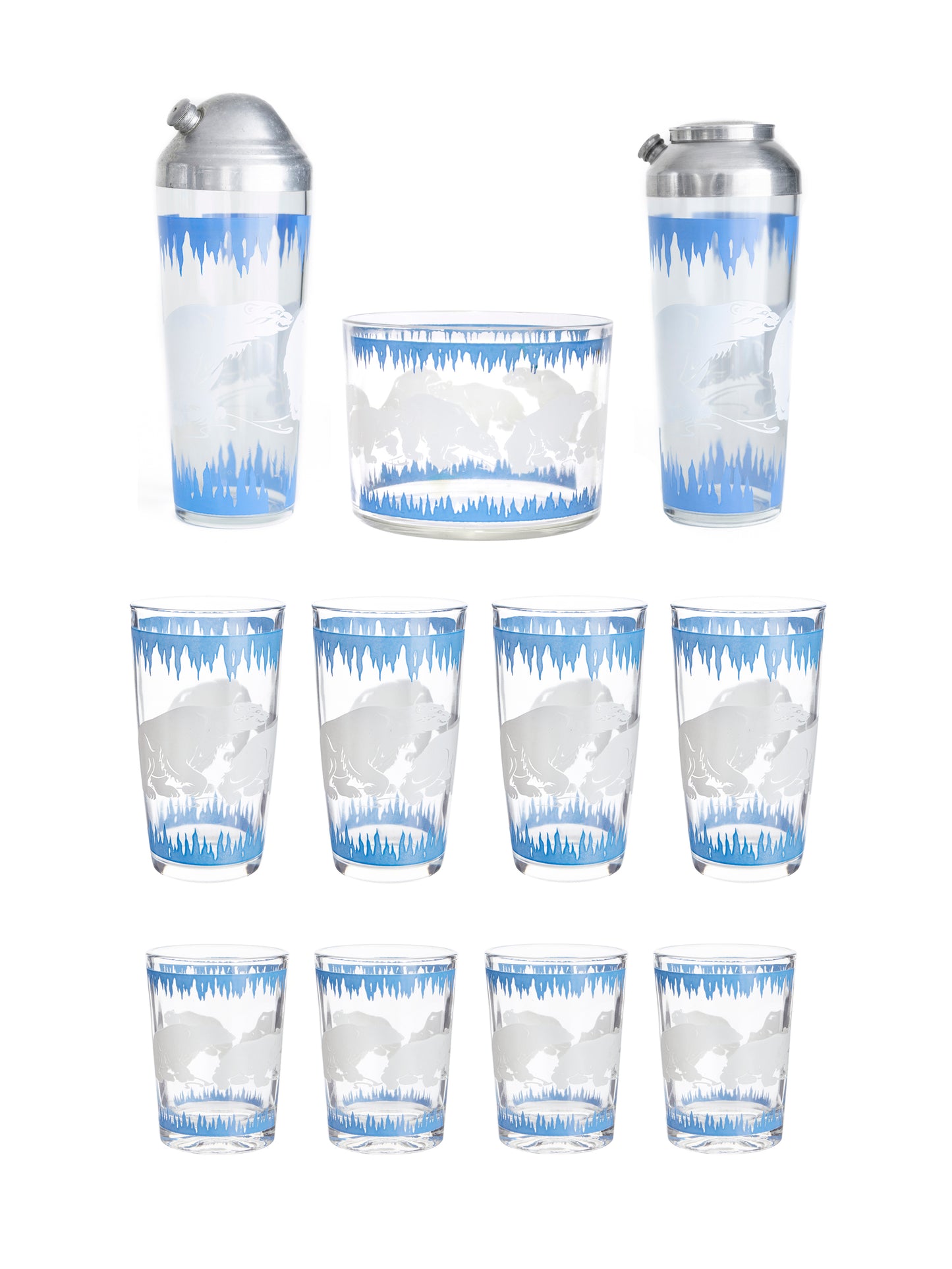 Vintage Art Deco Hazel Atlas Polar Bear Barware Weston Table