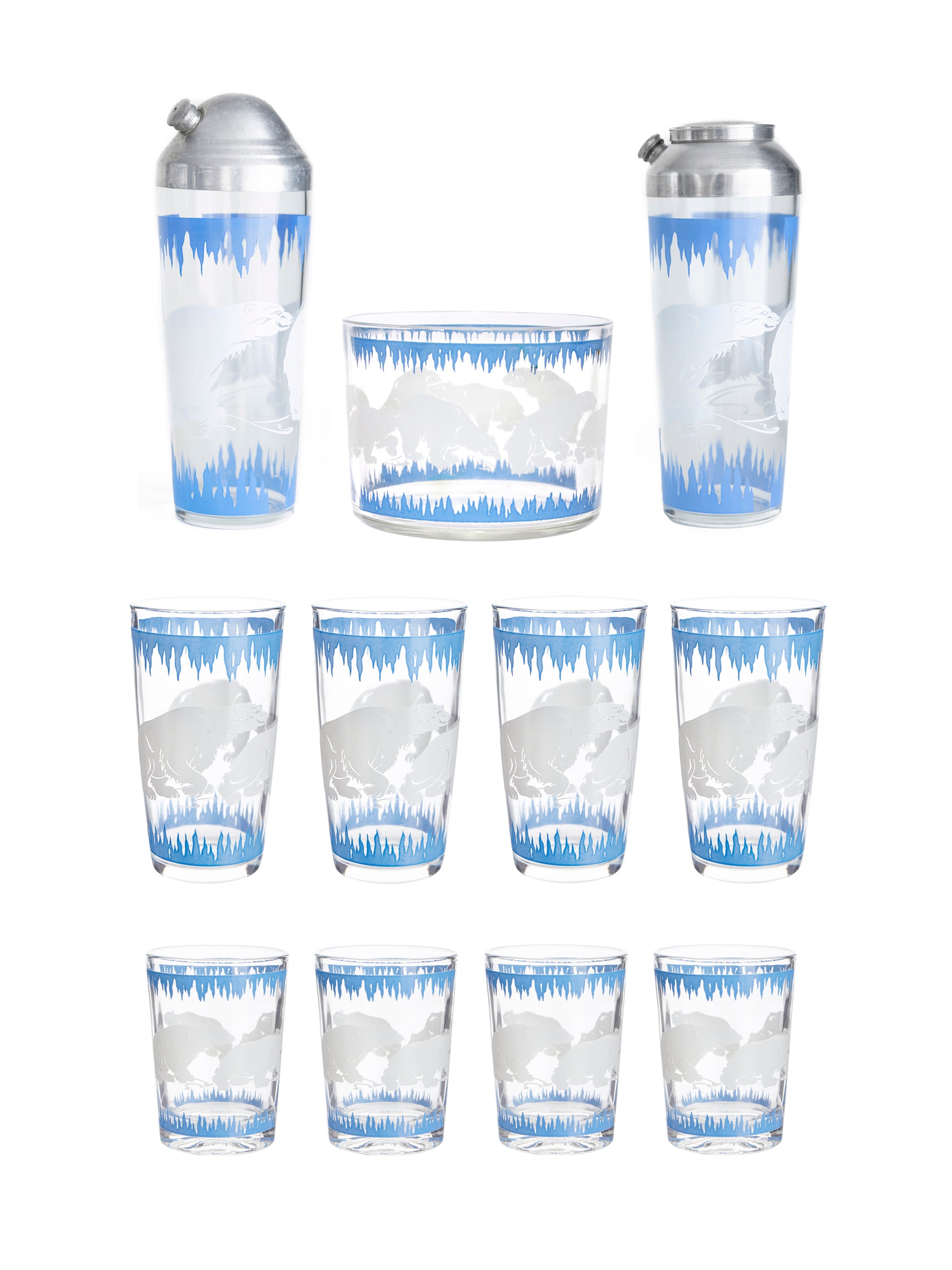 Vintage Art Deco Hazel Atlas Polar Bear Barware Weston Table