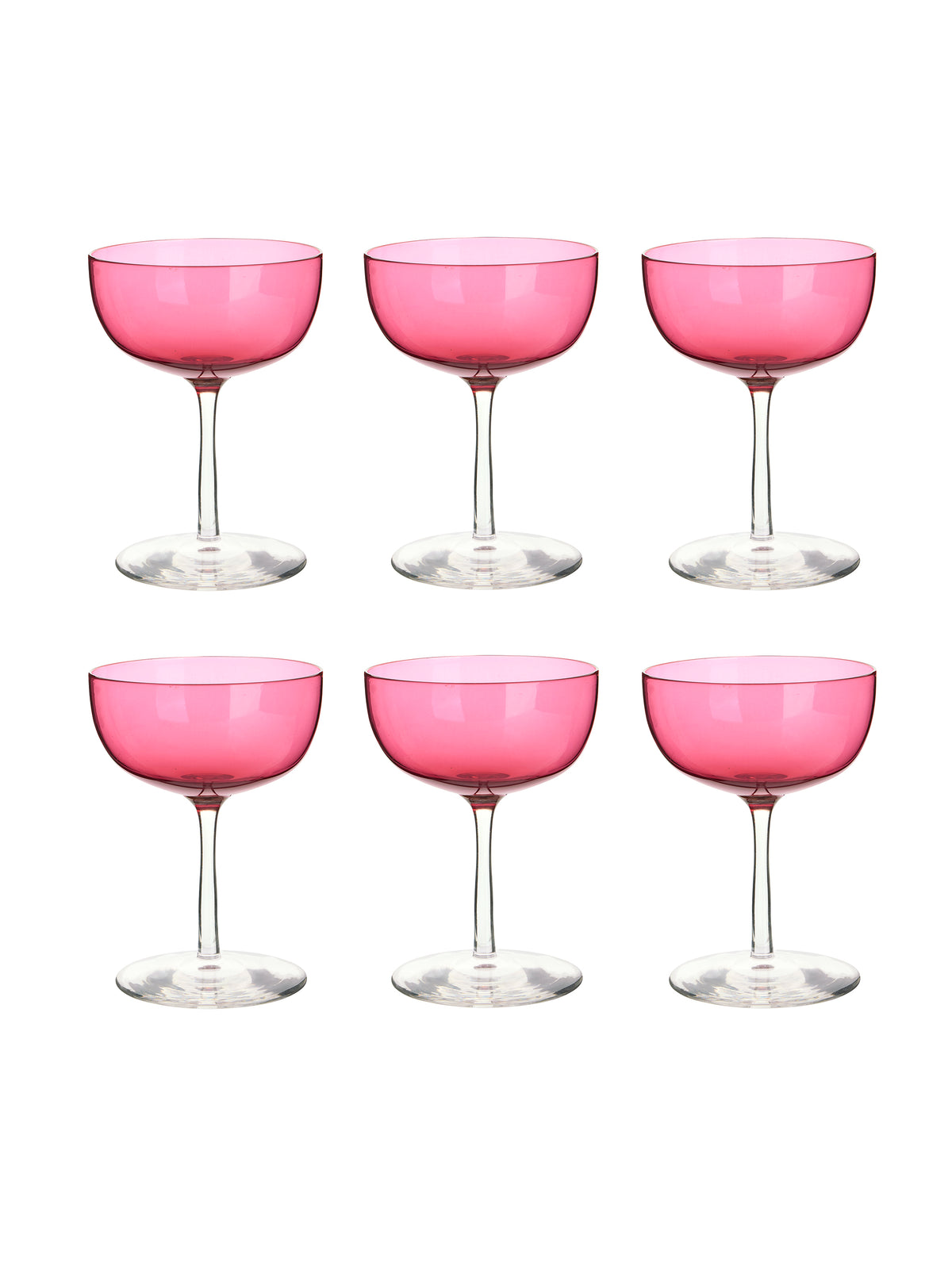 Vintage Art Deco Pink Cocktail Coupes Set of Six Weston Table