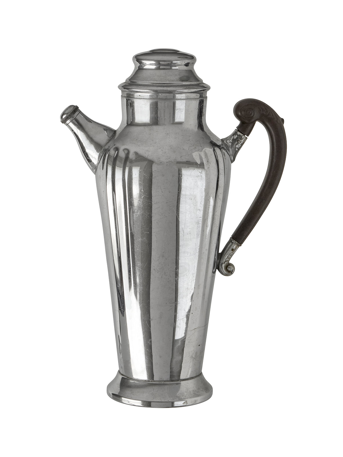 Vintage Art Deco Ribbed Cocktail Shaker Black Carved Handle Weston Table