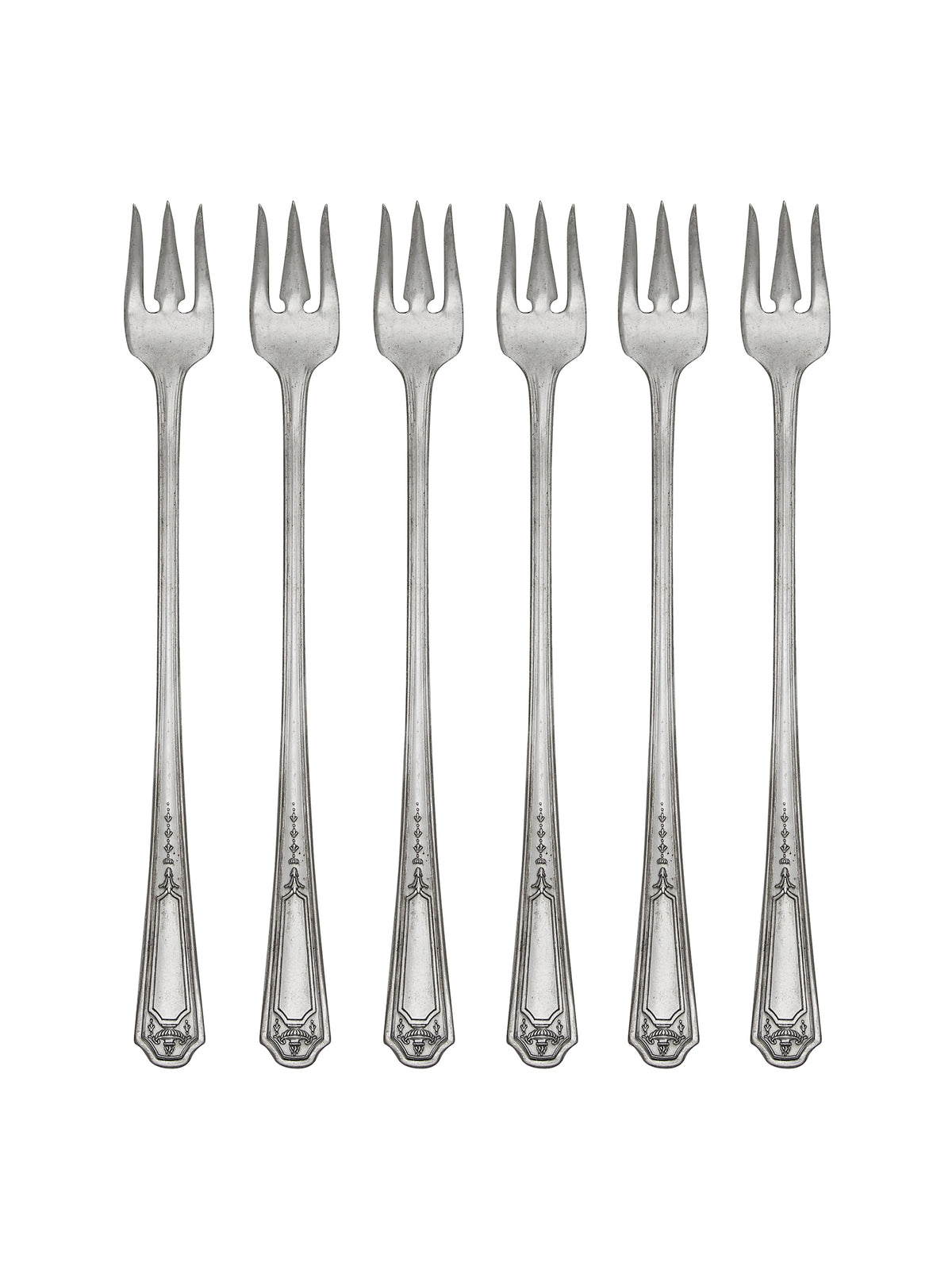 Vintage Art Deco Silver Plate Glendale Oyster Forks Set of Six Weston Table