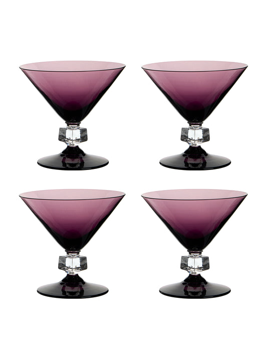 Vintage Art Deco Wilmington Amethyst Cocktail Glasses Set of Six Weston Table