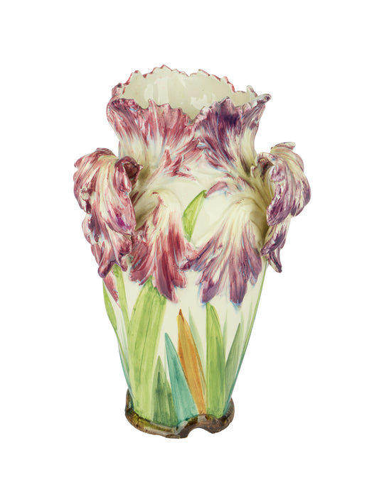 Vintage Art Nouveau Delphin Massier  Parrot Tulip Vase Weston Table