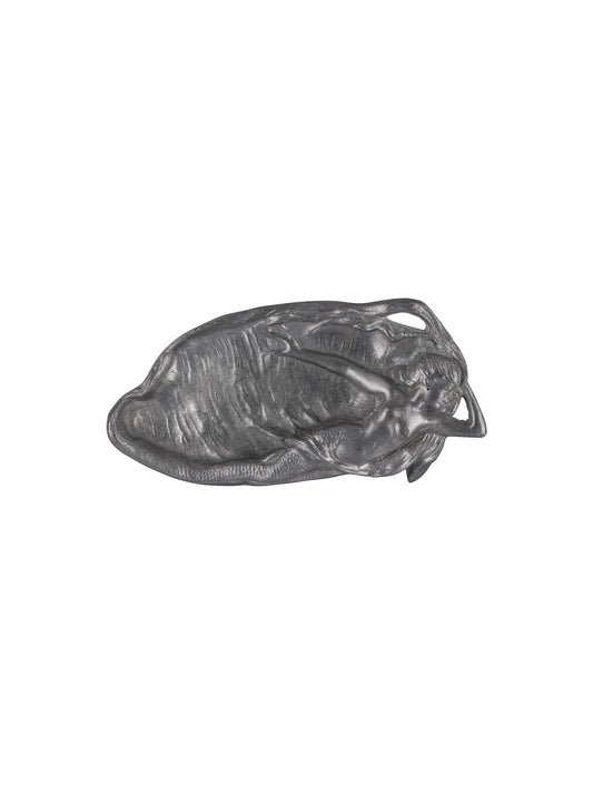Vintage Art Nouveau Lady Maiden Mermaid Pewter Tray