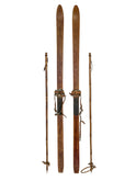 Vintage Austrian Wooden Skis and Poles Weston Table