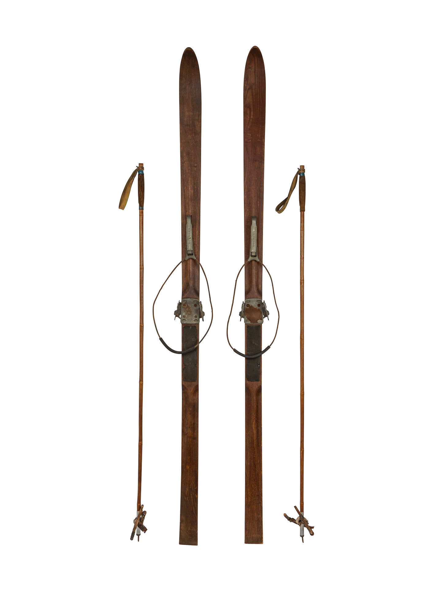 Vintage Austrian Wooden Skis and Poles