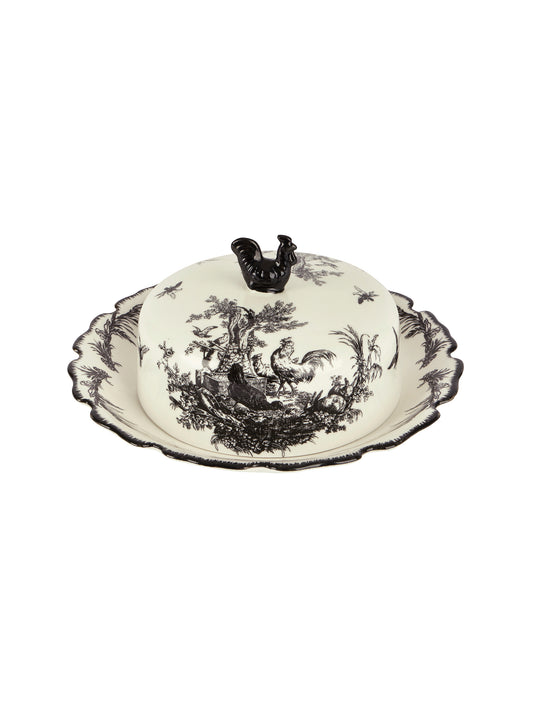 Vintage Aux Au Provence Toile Butter Plate and Dome Weston Table