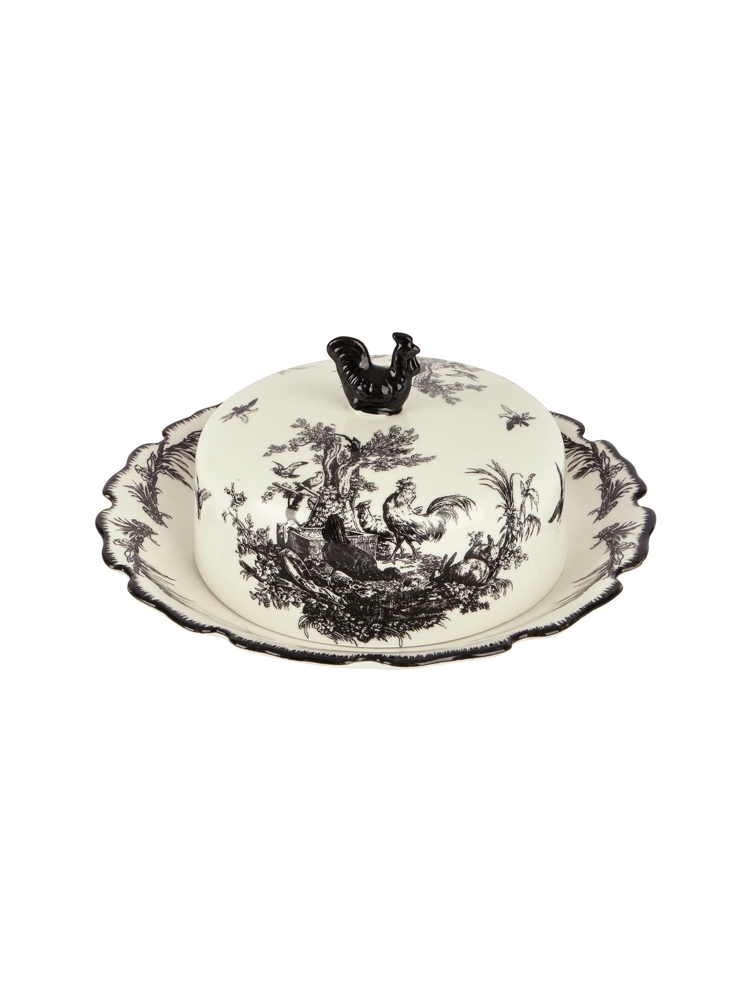 Vintage Aux Au Provence Toile Butter Plate and Dome Weston Table