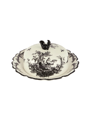  Vintage Aux Au Provence Toile Butter Plate and Dome Weston Table 