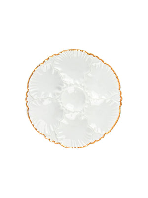  Vintage Belgium White Gilt Oyster Plate Weston Table 