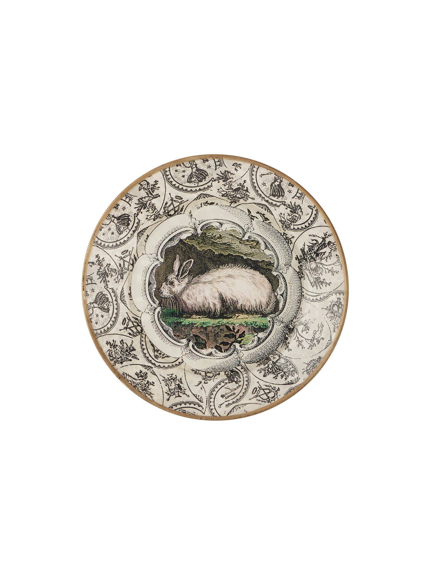 Vintage Black and White Toile Rabbit Plate Rabbit One Weston Table