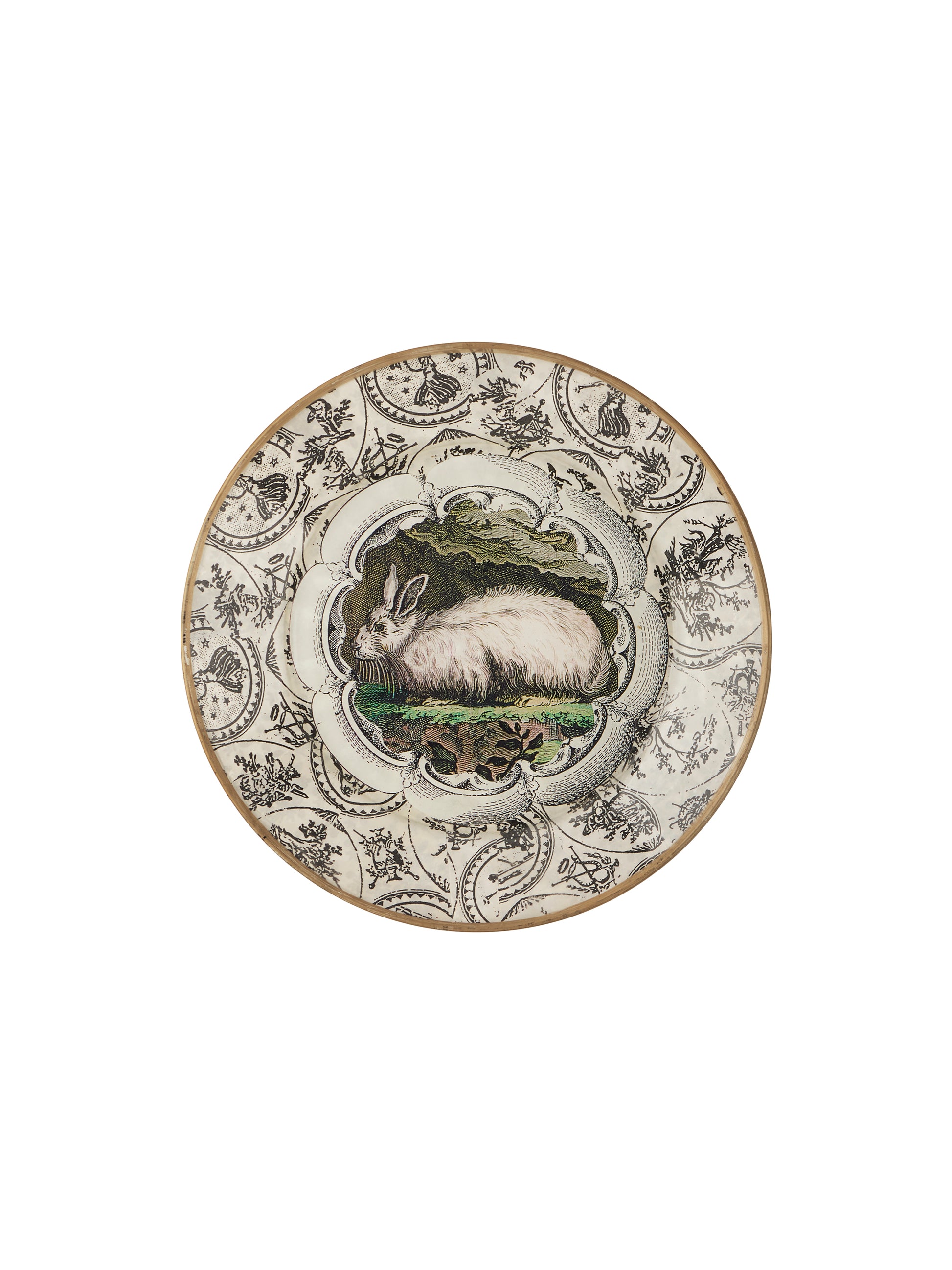 Vintage Black and White Toile Rabbit Plate Rabbit One Weston Table