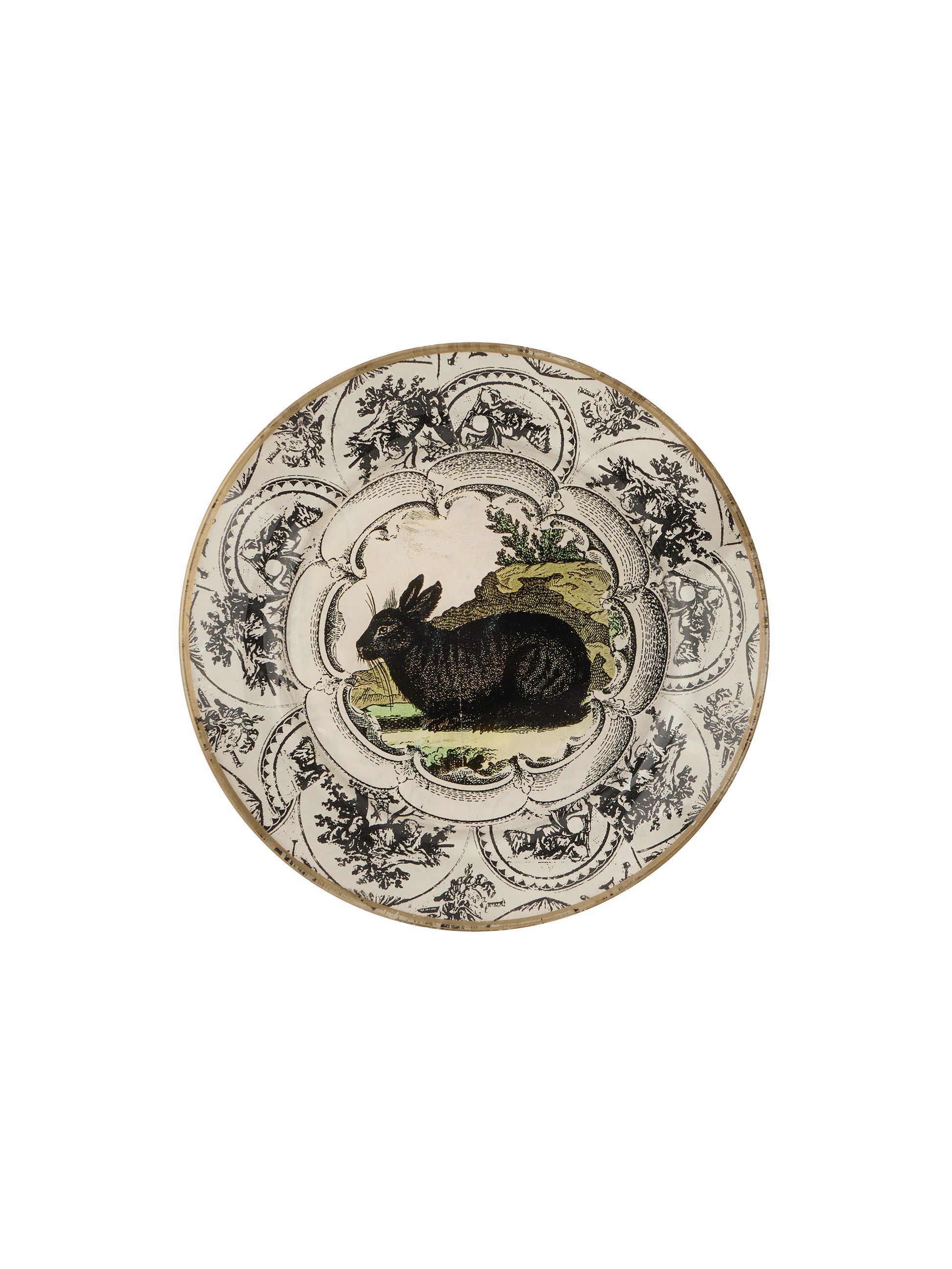 Vintage Black and White Toile Rabbit Plate Rabbit Seven Weston Table