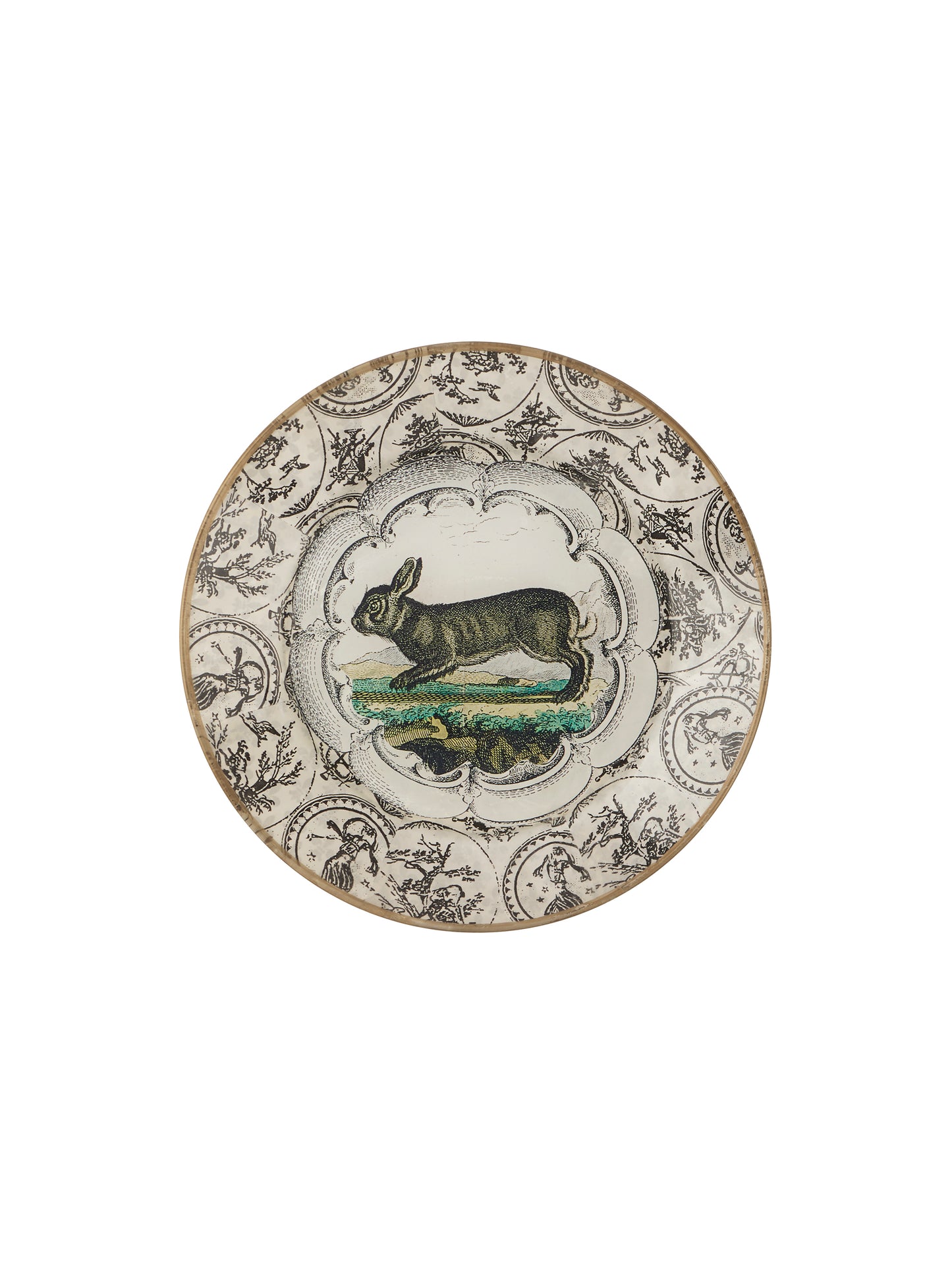 Vintage Black and White Toile Rabbit Plate Rabbit Three Weston Table