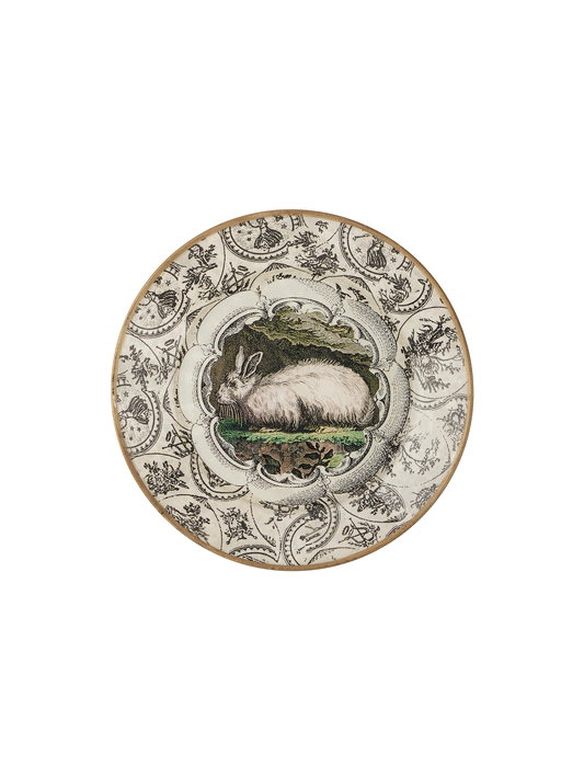Vintage Black and White Toile Rabbit Plate Weston Table