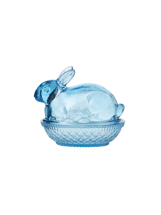 Vintage Blue Glass Bunny on Nest Weston Table