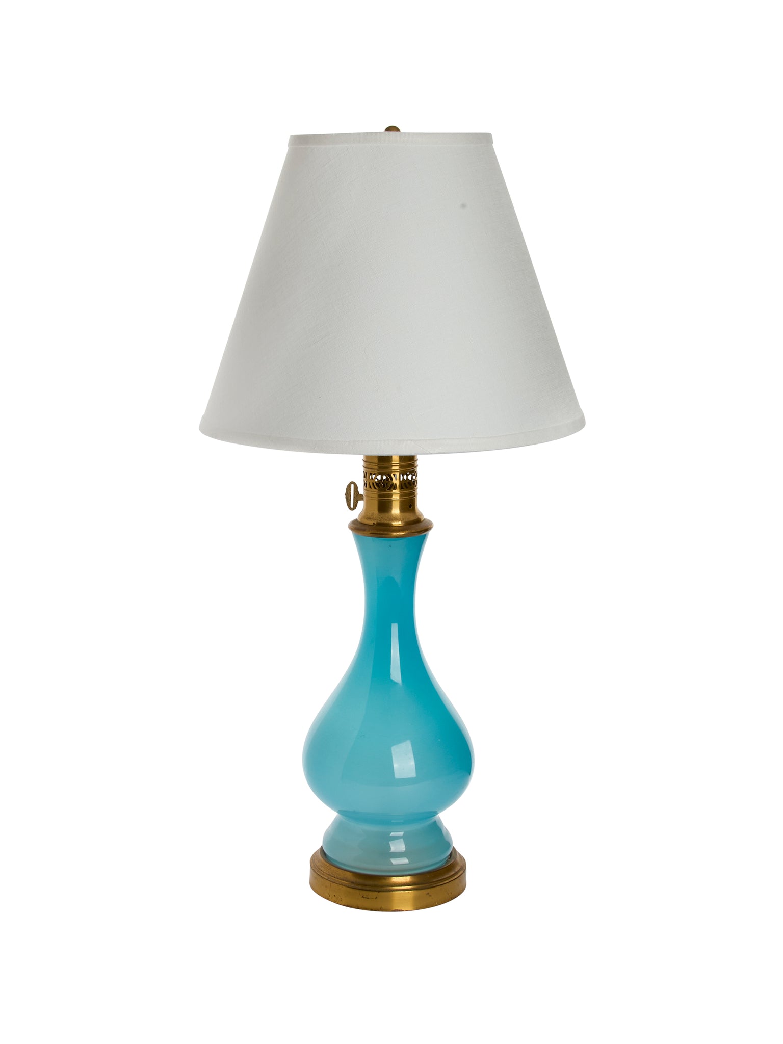 Vintage Blue Opaline Glass Lamp Weston Table