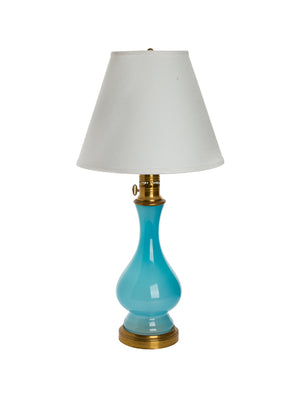  Vintage Blue Opaline Glass Lamp Weston Table 