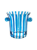 Vintage Blue and White Stripe Scroll Handle Ice Bucket Weston Table