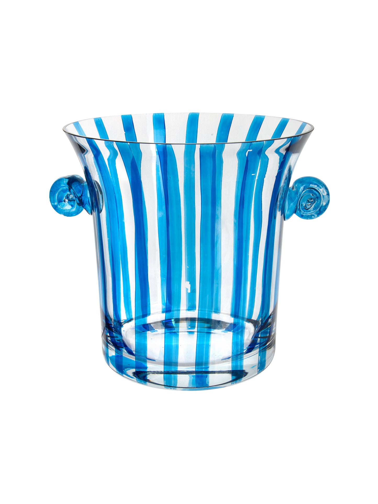 Vintage Blue and White Stripe Scroll Handle Ice Bucket Weston Table