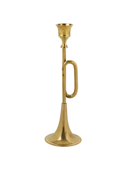 Vintage Brass Horn Candlesticks Two Weston Table