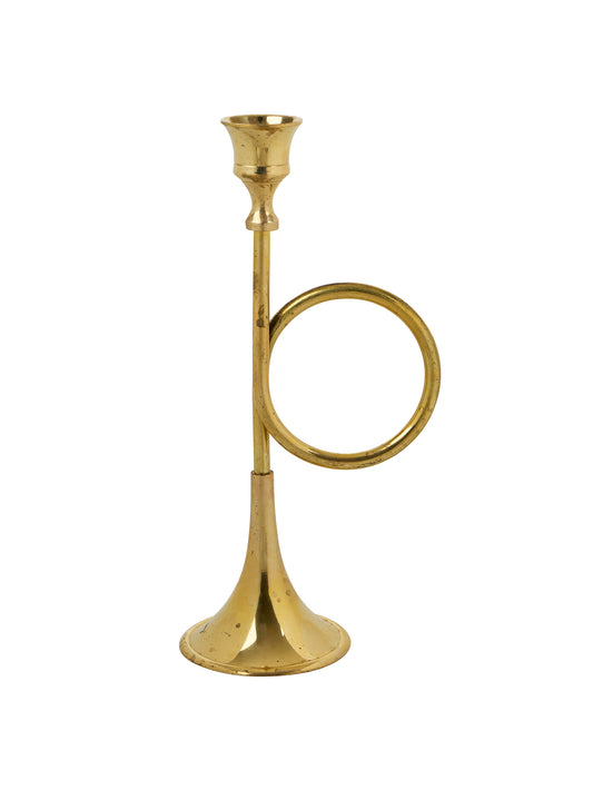 Vintage Brass Horn Candlesticks Two Weston Table
