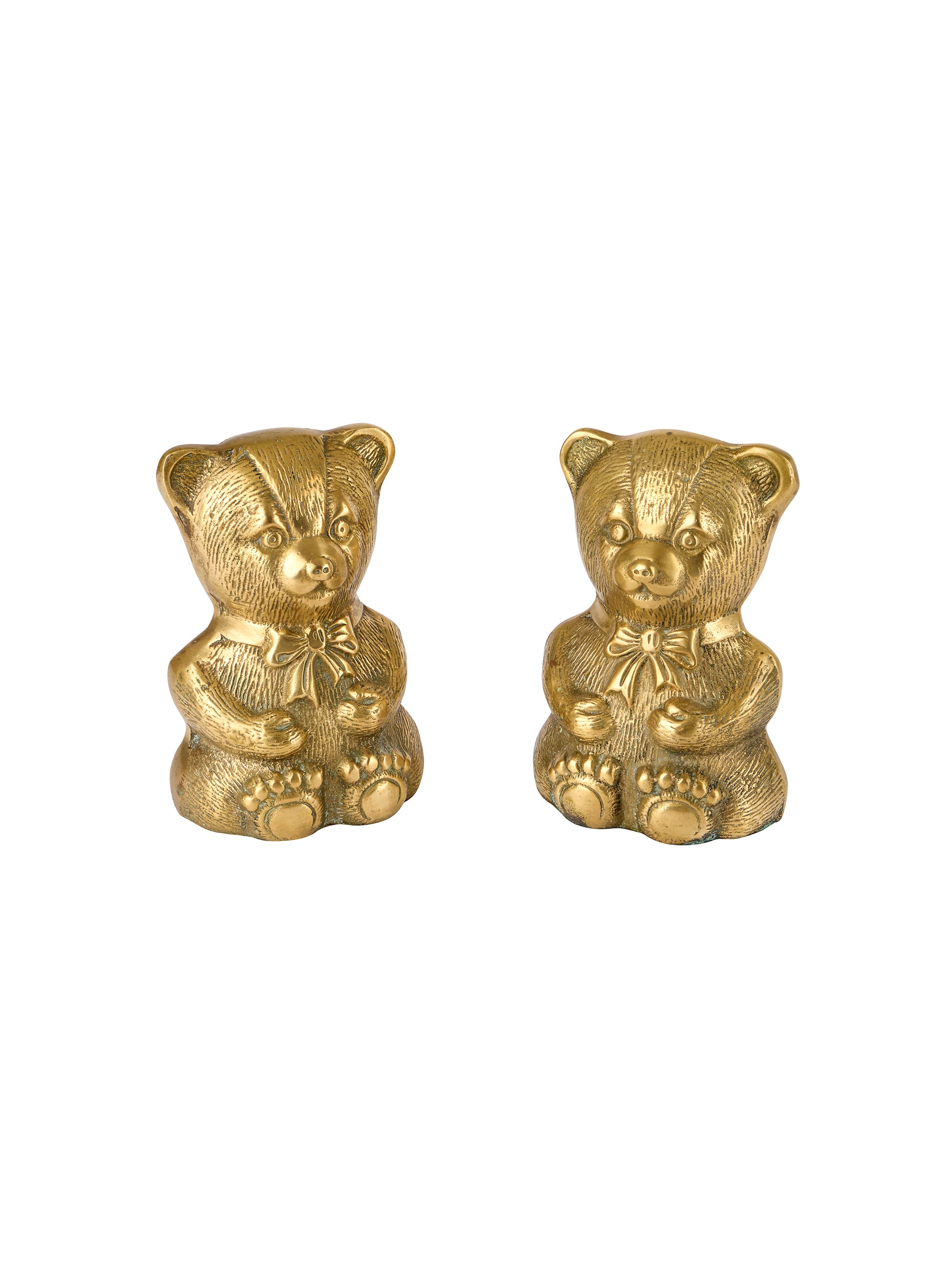 Vintage Brass Teddy Bear Bookends Weston Table