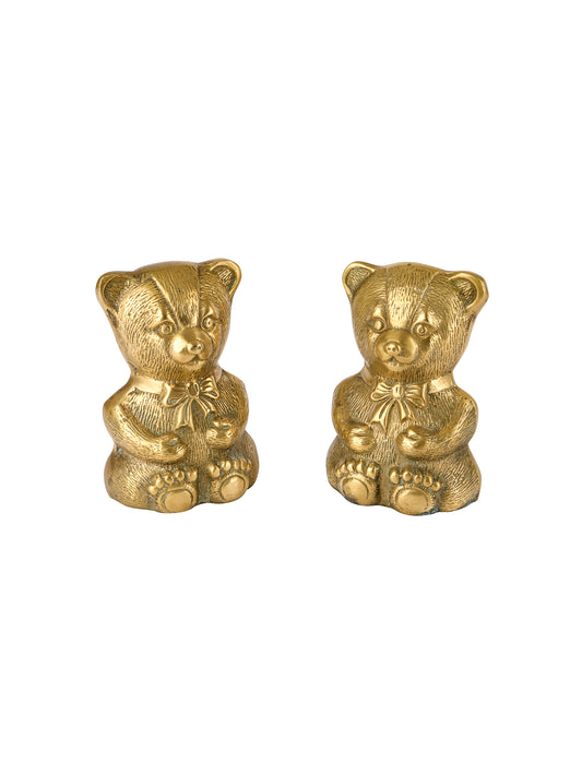 Vintage Brass Teddy Bear Bookends Weston Table
