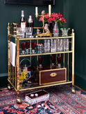 Vintage 1960s Brass and Glass Three Tier Bar Cart Weston Table