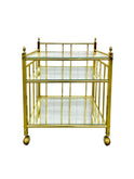 Vintage 1960s Brass and Glass Three Tier Bar Cart