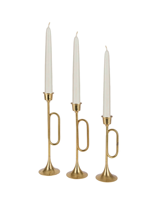 Vintage Brass Trumpet Candlesticks Weston Table