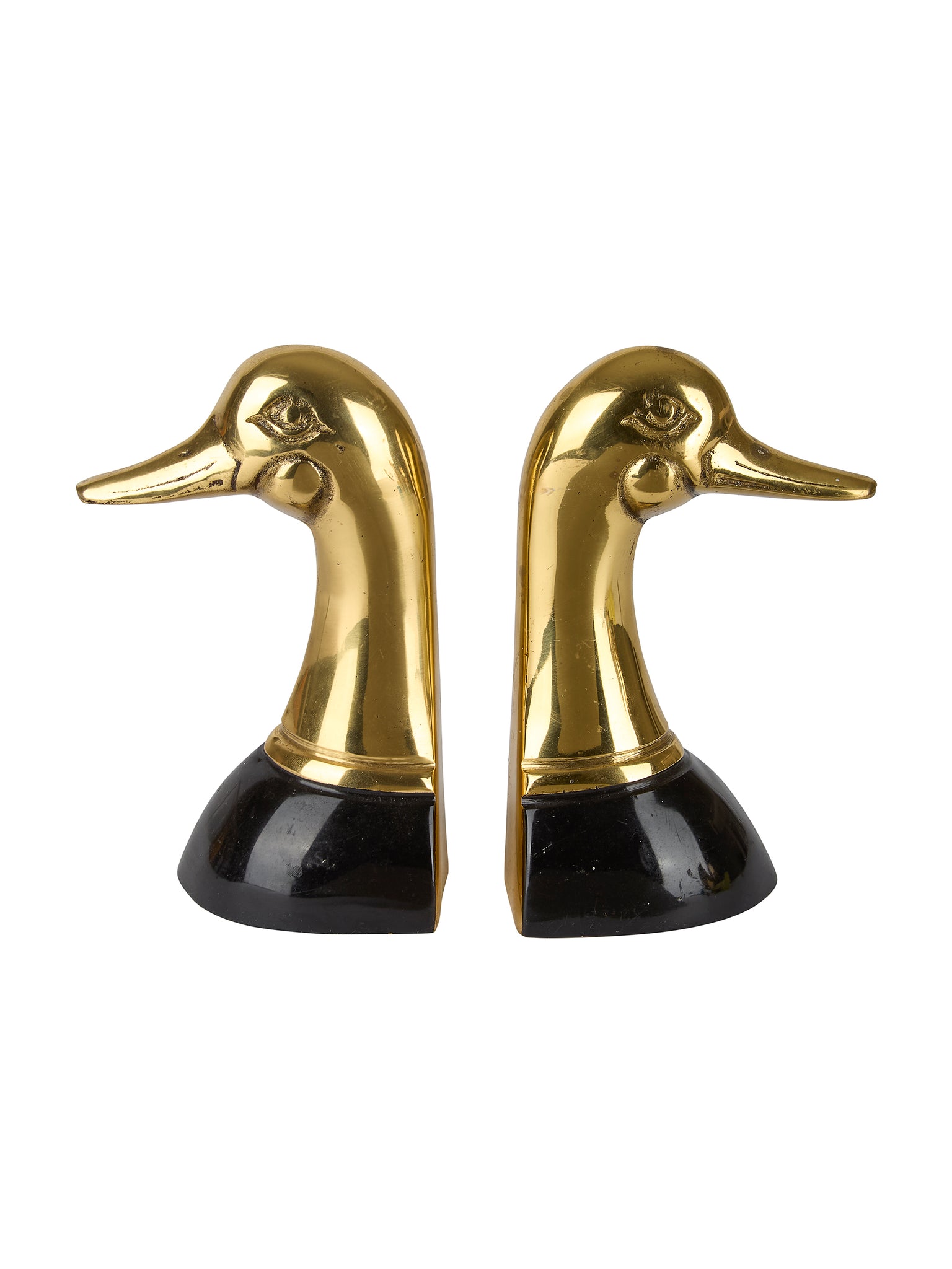 Vintage Brass and Black Mallard Bookends Weston Table